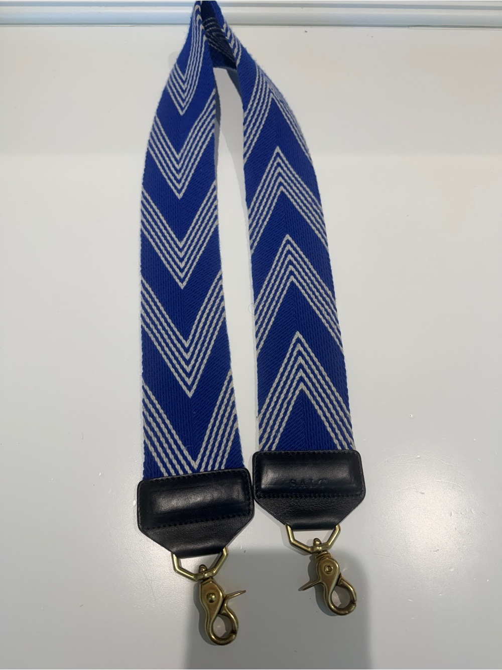 Salt Blue Chevron Bag Strap with Gold Hardware